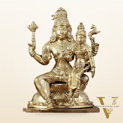 Panchaloha Pure Bronze Shiva and Parvati Idol - 9"