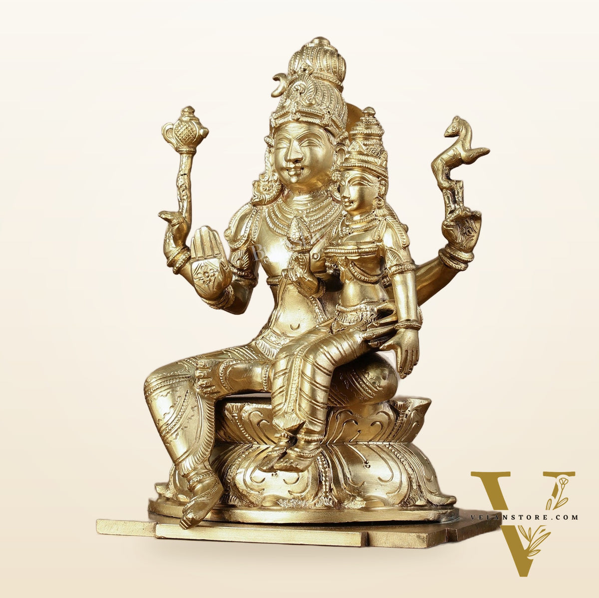 Panchaloha Pure Bronze Shiva and Parvati Idol - 9"