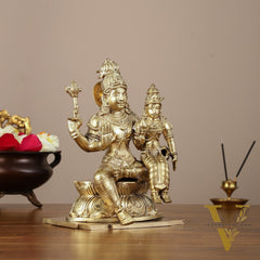 Panchaloha Pure Bronze Shiva and Parvati Idol - 9"