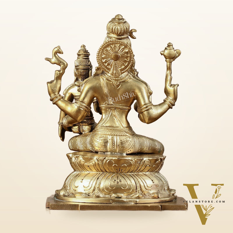Panchaloha Pure Bronze Shiva and Parvati Idol - 9"