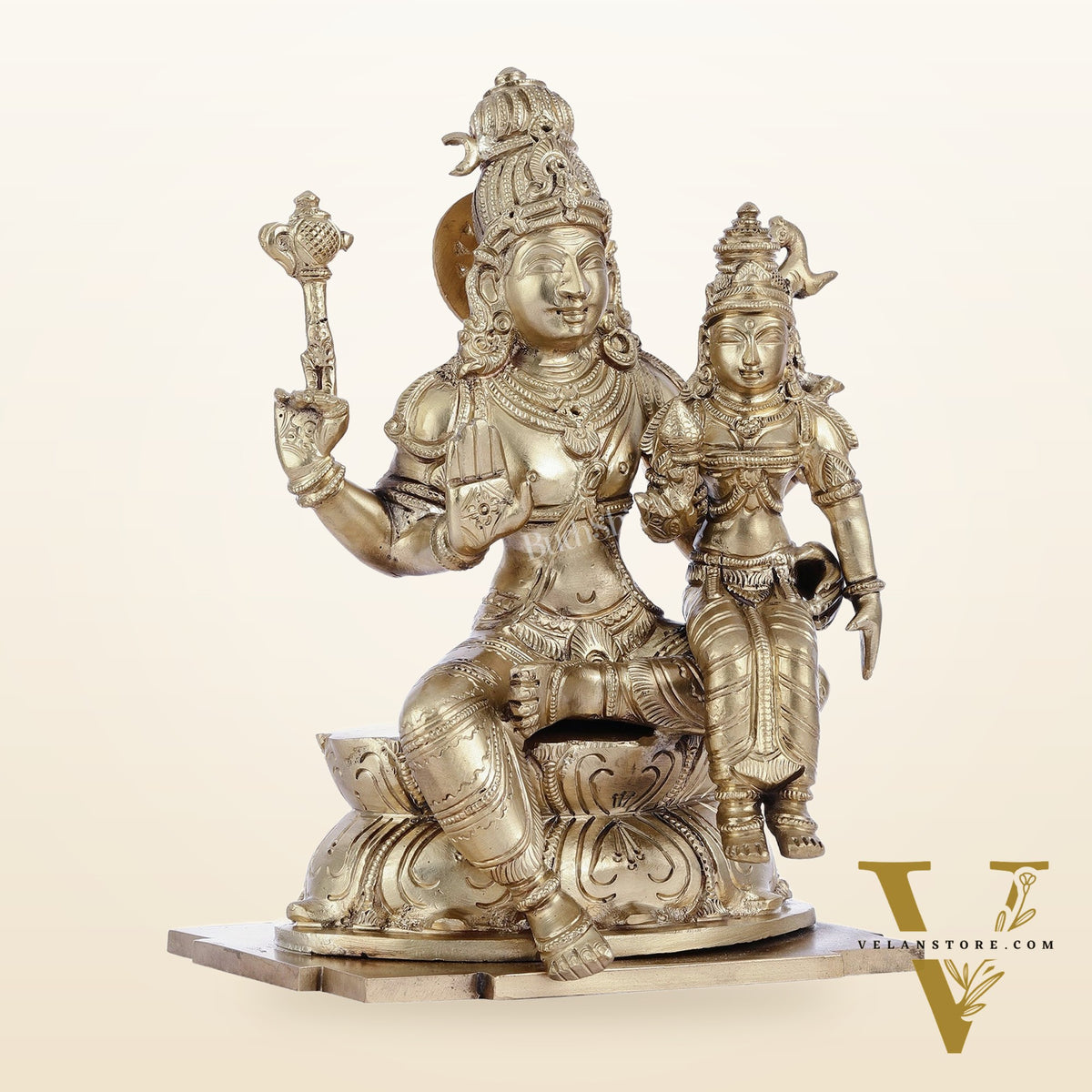 Panchaloha Pure Bronze Shiva and Parvati Idol - 9"