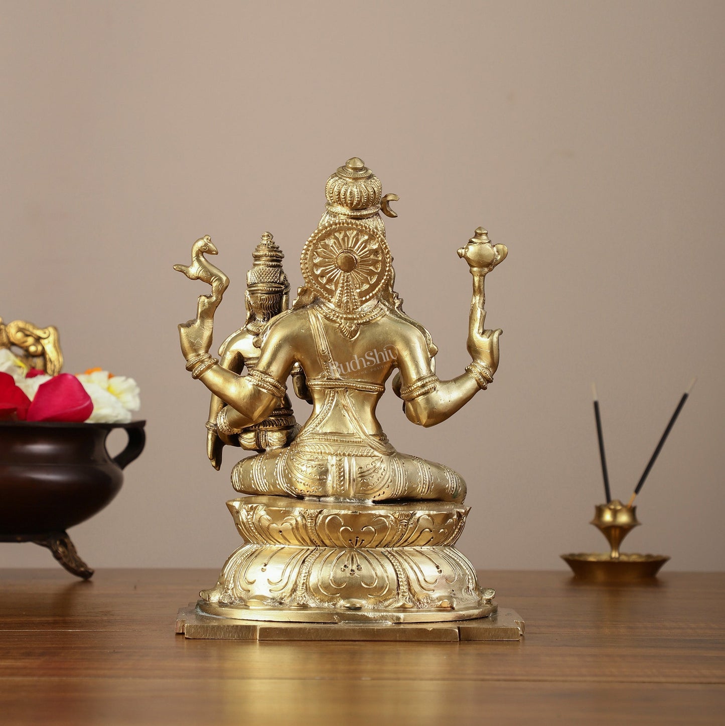 Panchaloha Pure Bronze Shiva and Parvati Idol - 9"