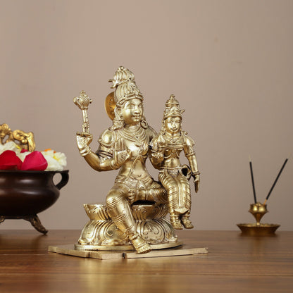 Panchaloha Pure Bronze Shiva and Parvati Idol - 9"