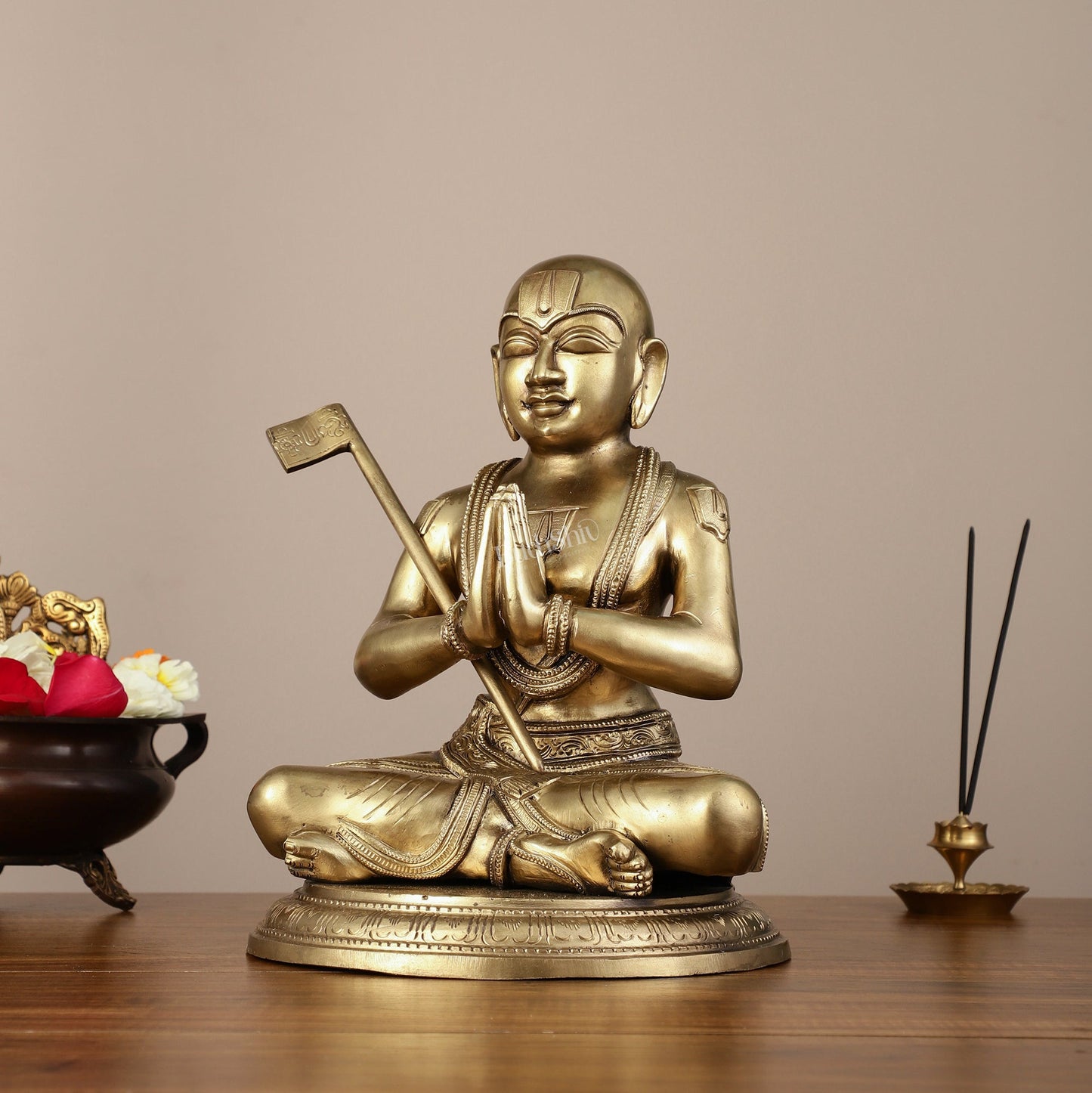 Panchaloha Ramanujan Guru Statue - 12.5"