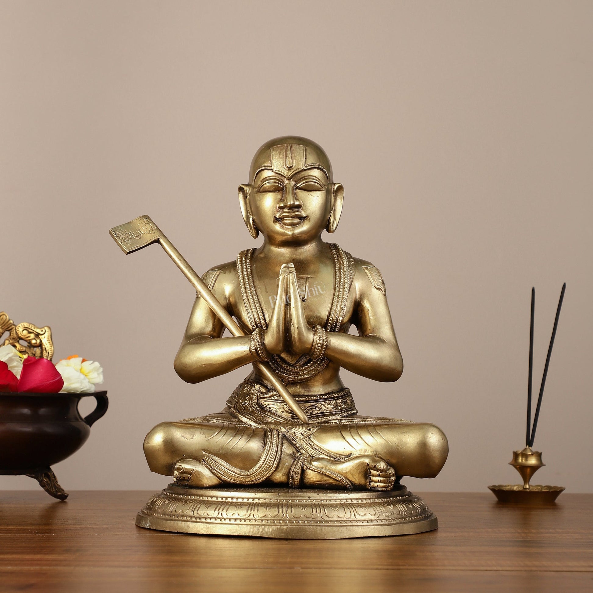Panchaloha Ramanujan Guru Statue - 12.5"