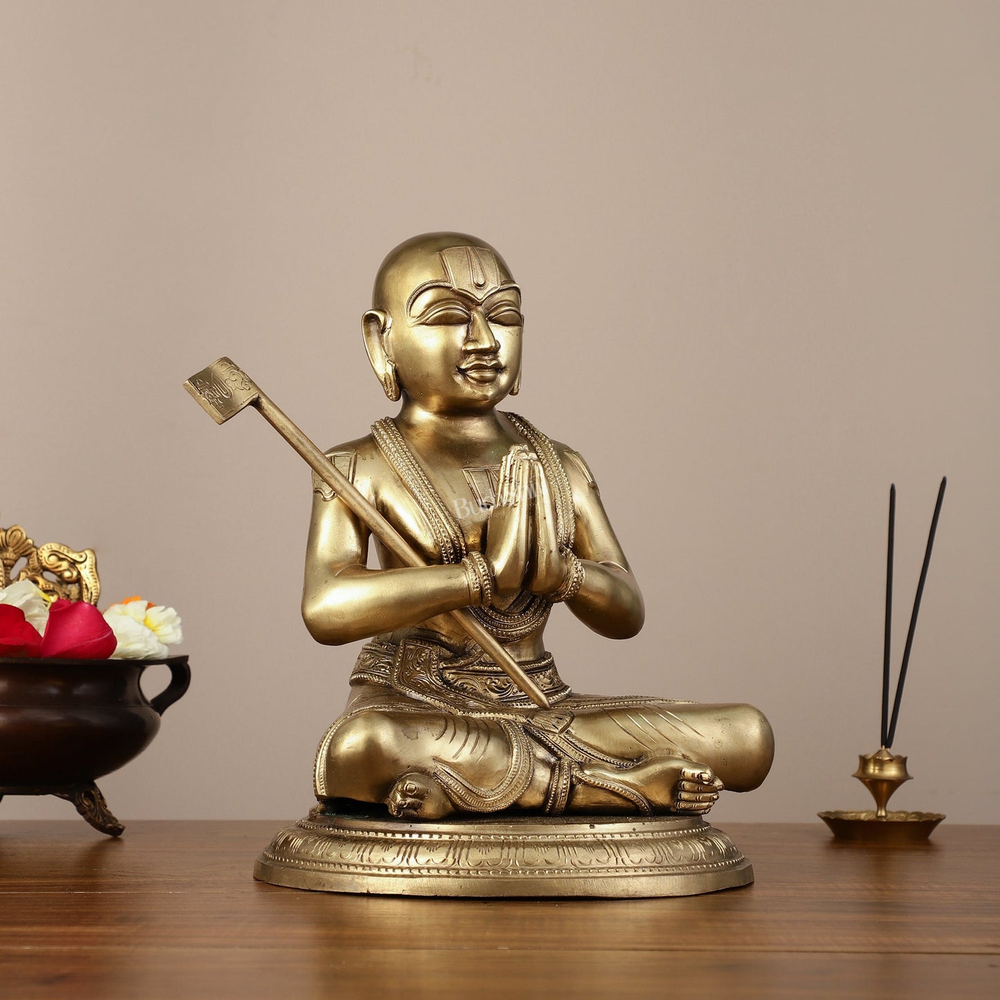 Panchaloha Ramanujan Guru Statue - 12.5"