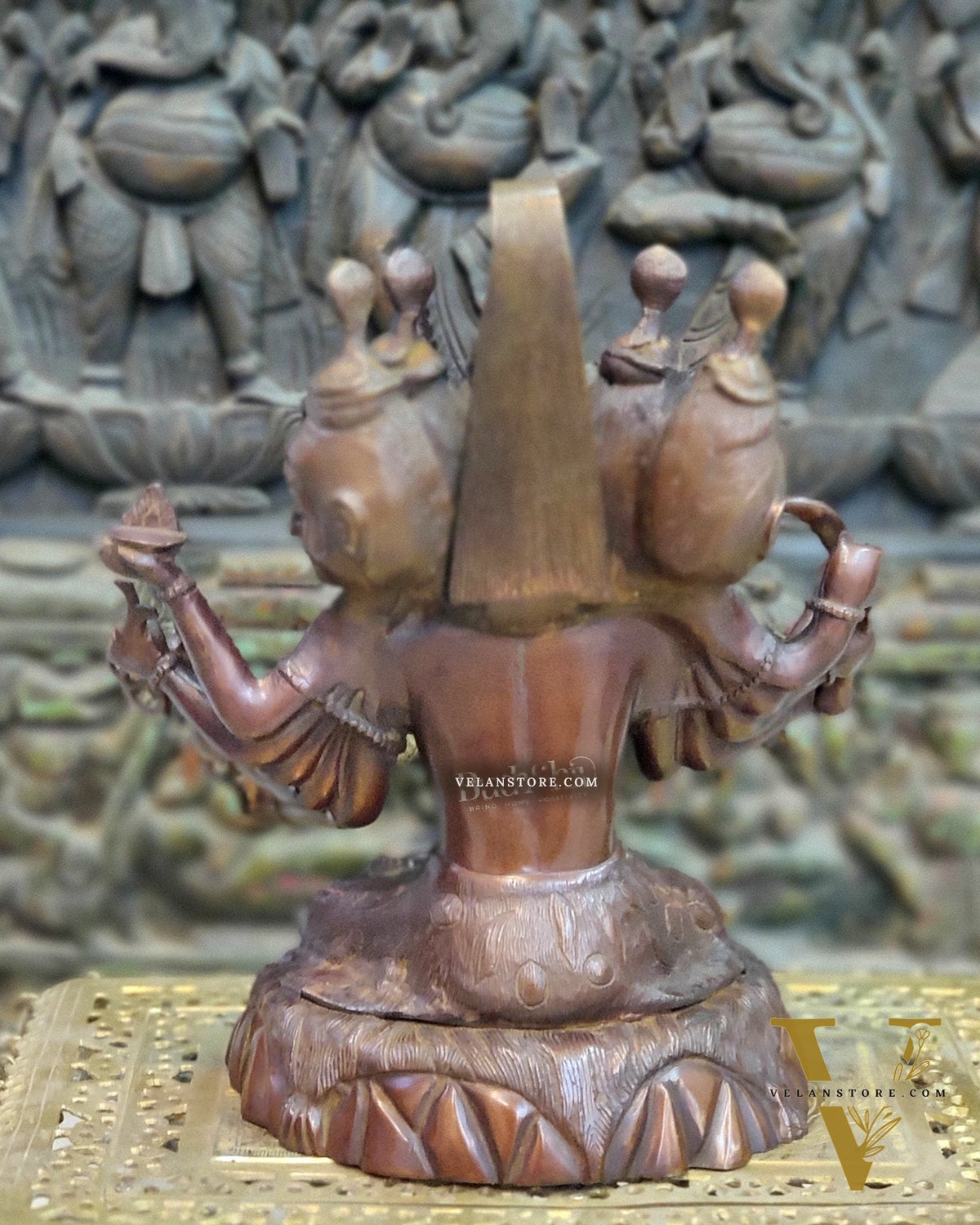 Panchamukhi Sadashiva Brass Idol | Antique Copper Brown Finish | 15" Height