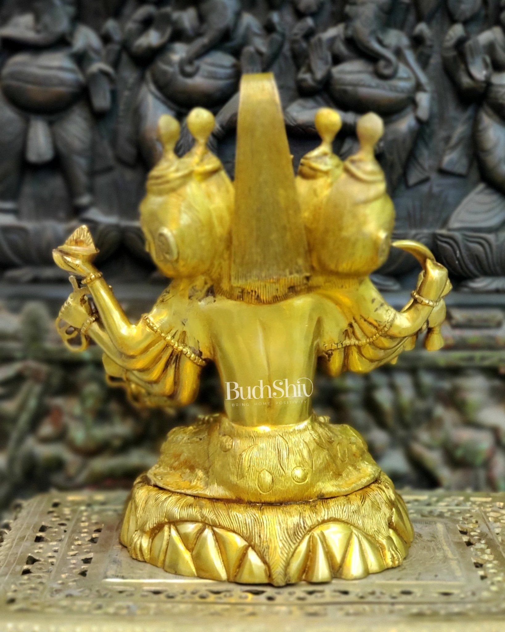 Panchamukhi Sadashiva Brass Idol | Golden Finish | 15" Height