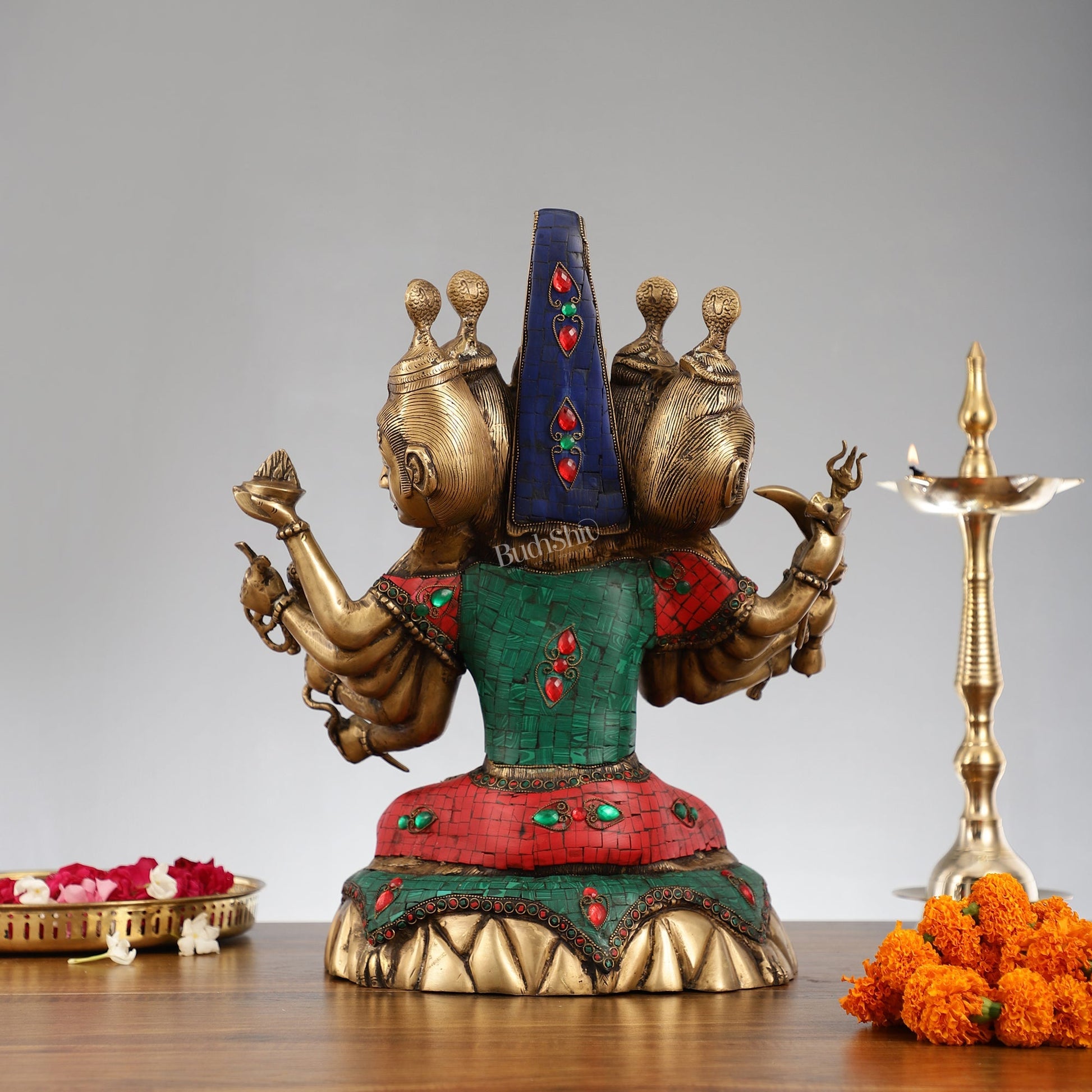 Panchamukhi shiva Brass Idol | 15" Height | Divine Manifestation