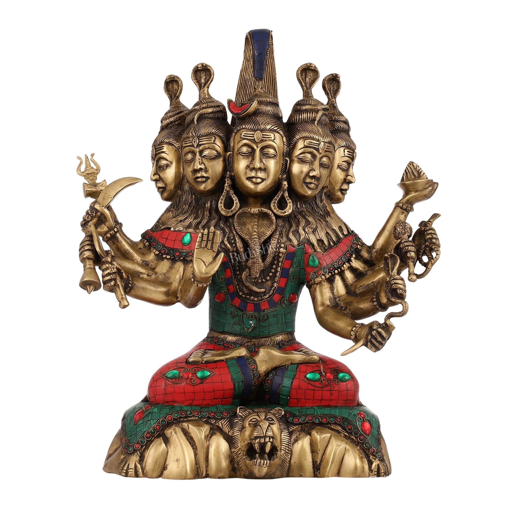 Panchamukhi shiva Brass Idol | 15" Height | Divine Manifestation