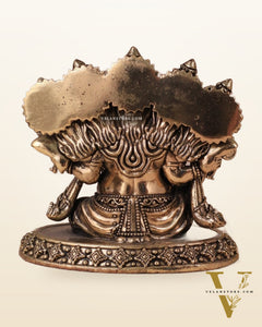 Panchmukhi Ganesha (Five-Faced) Superfine Intricate Pure Brass Idol - 4.25"