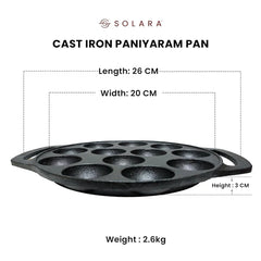 Cast Iron Combo - Kadai 10' Inch + Paniyaram 12 Cavities