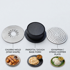 Parotta and Interchangeable Discs for Idiyappam, Murukku, Churros and more