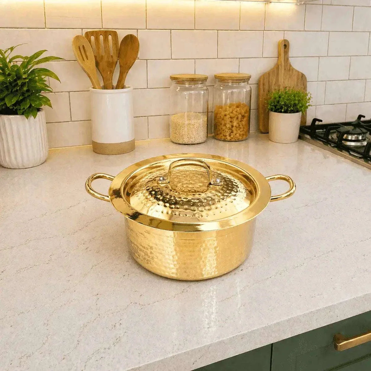 Brass Hammered Handi With Lid