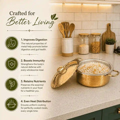 Brass Hammered Handi With Lid