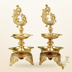 Peacock brass lamp pair superfine 16 inch