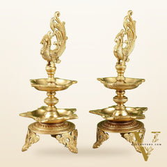 Peacock brass lamp pair superfine 16 inch