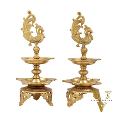 Peacock brass lamp pair superfine 16 inch