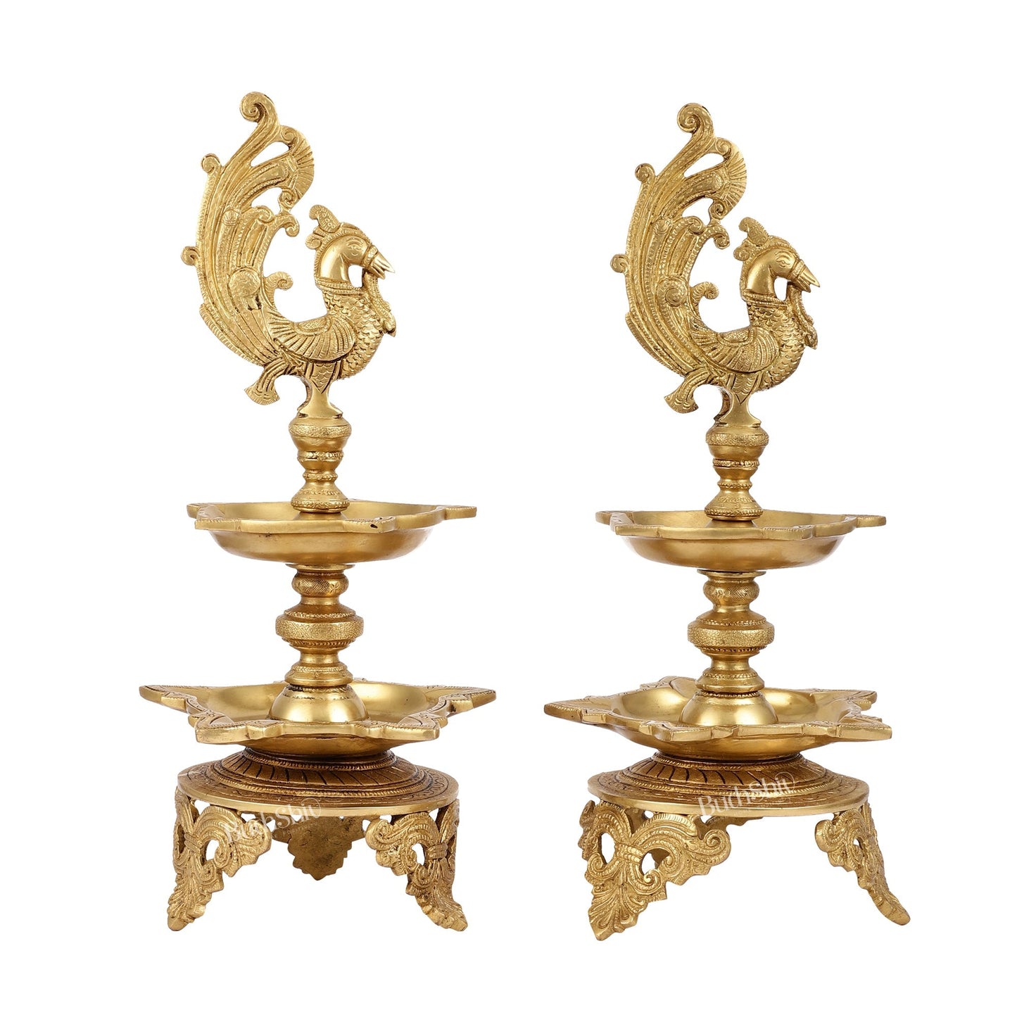 Peacock brass lamp pair superfine 16 inch