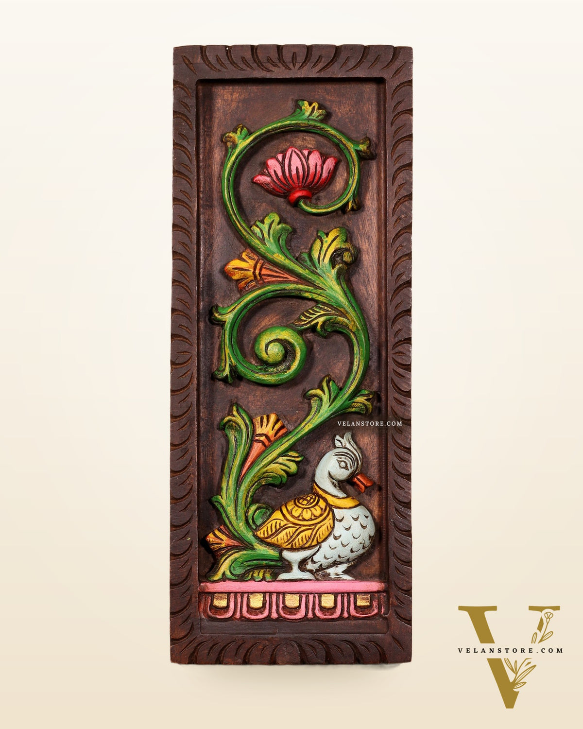 Peacock Handcrafted & Hand-Painted Wooden Wall Hanging Panel 15"