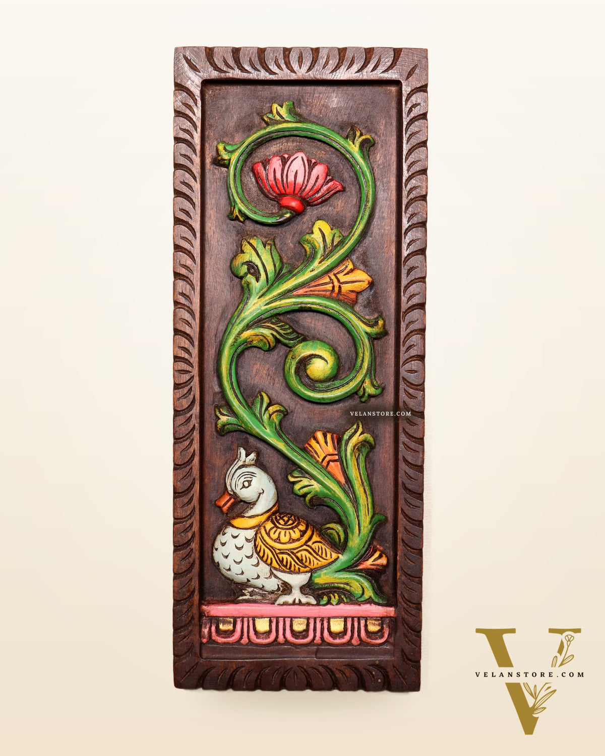 Peacock Handcrafted & Hand-Painted Wooden Wall Hanging Panel 15"
