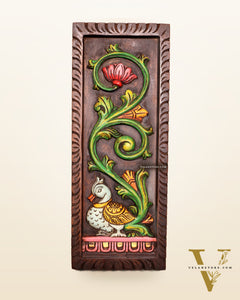 Peacock Handcrafted & Hand-Painted Wooden Wall Hanging Panel 15"