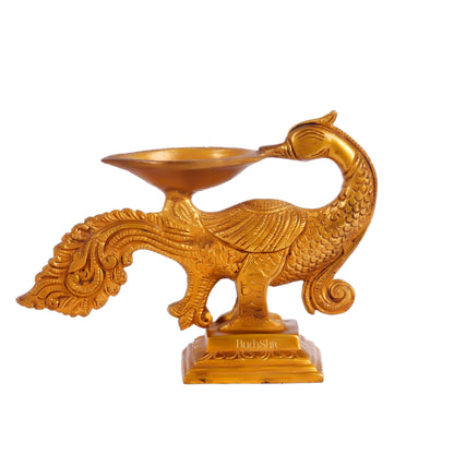 Peacock/annam bending brass diya