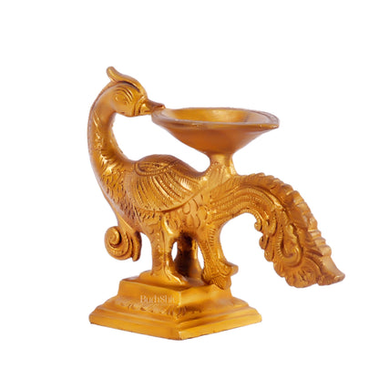 Peacock/annam bending brass diya