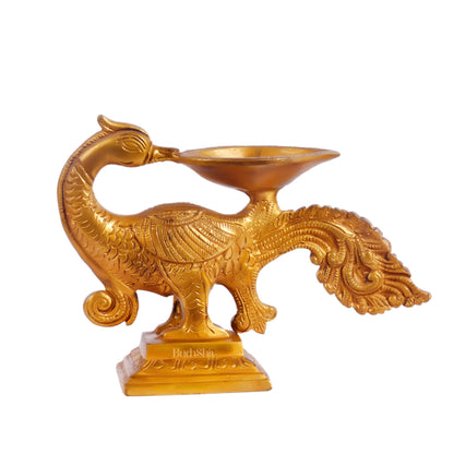 Peacock/annam bending brass diya