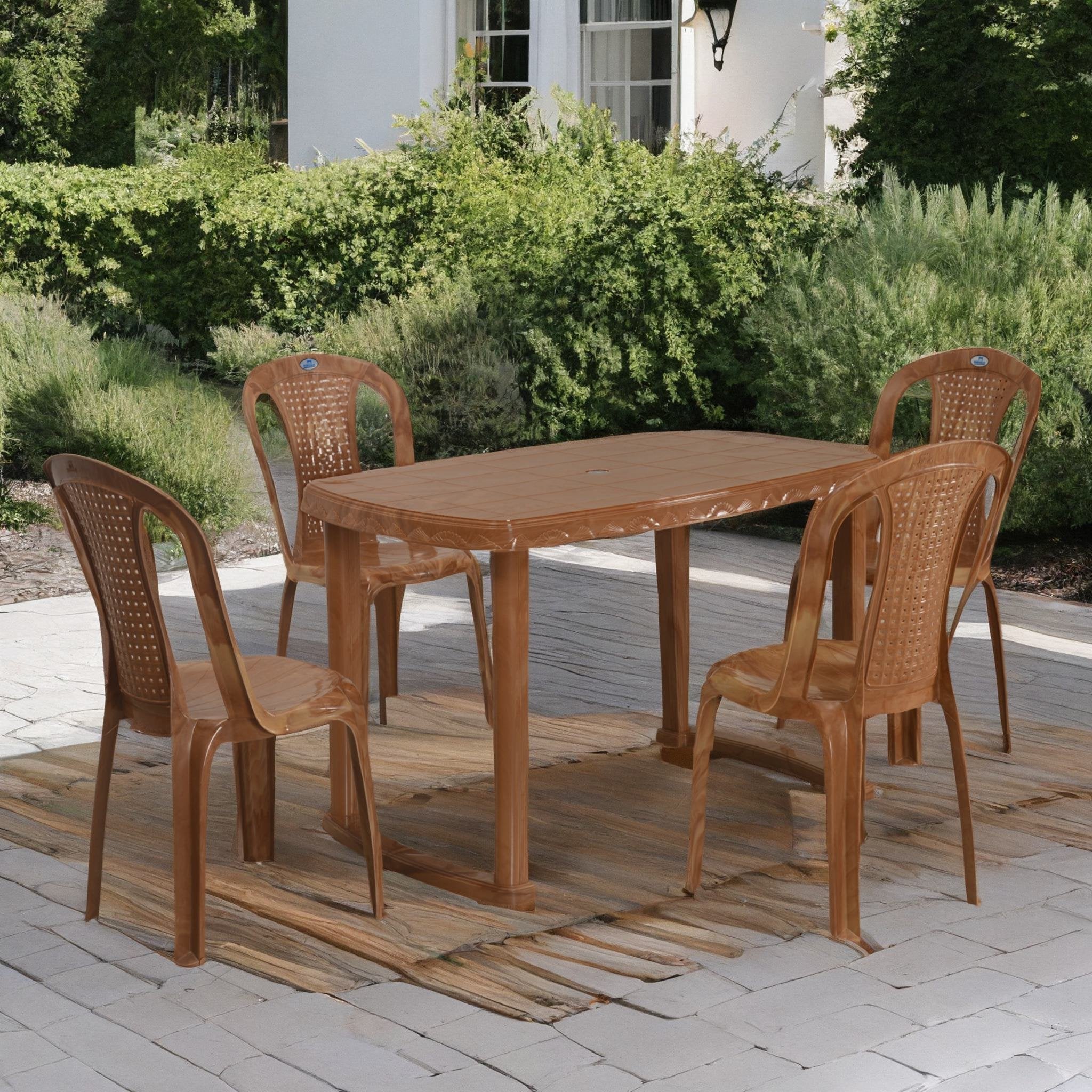 Nilkamal Shahenshah Plastic Rectangular 4 Seater Dining Table Set