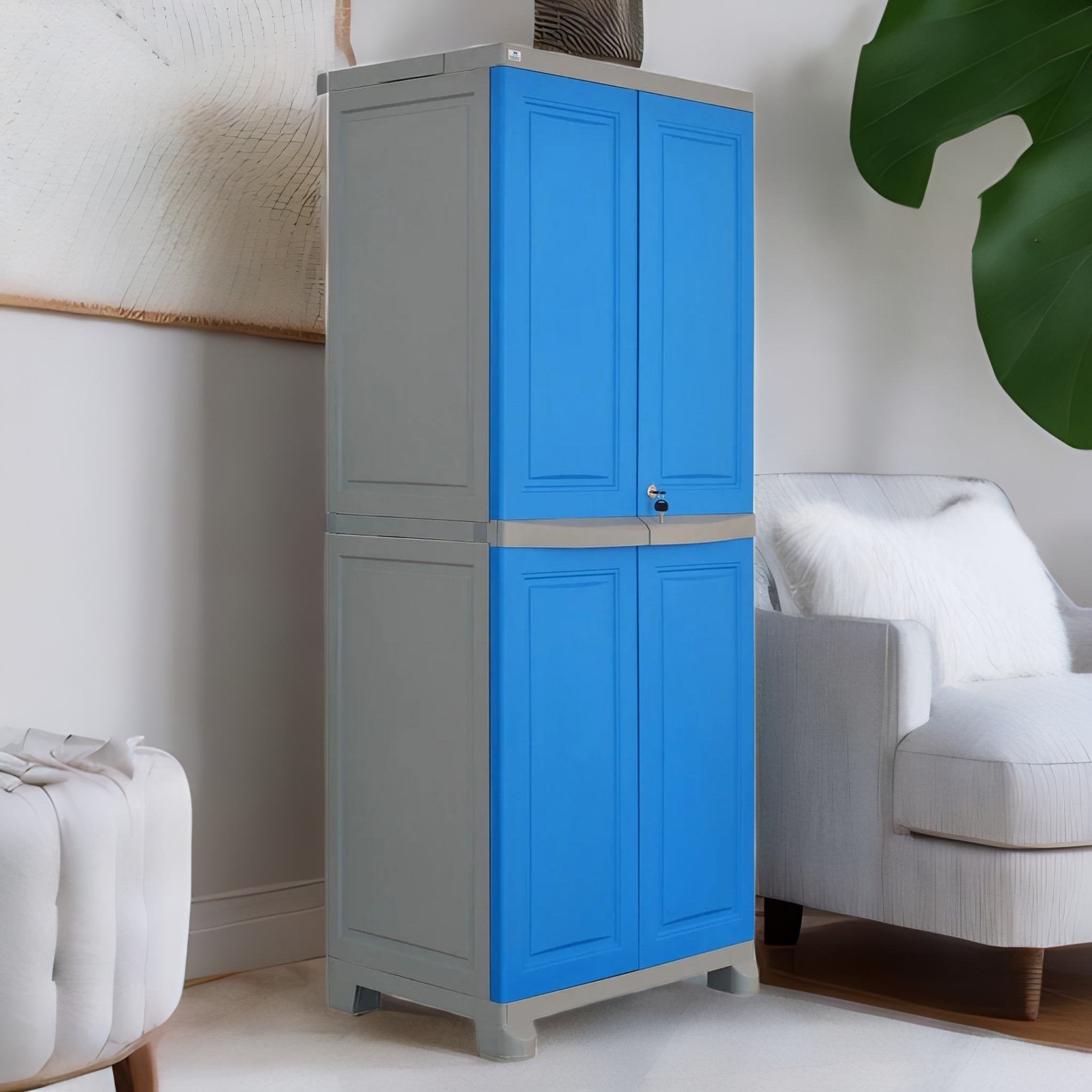 Nilkamal Freedom Big 1 (FB1) Plastic Storage Cabinet (Deep Blue and Grey)