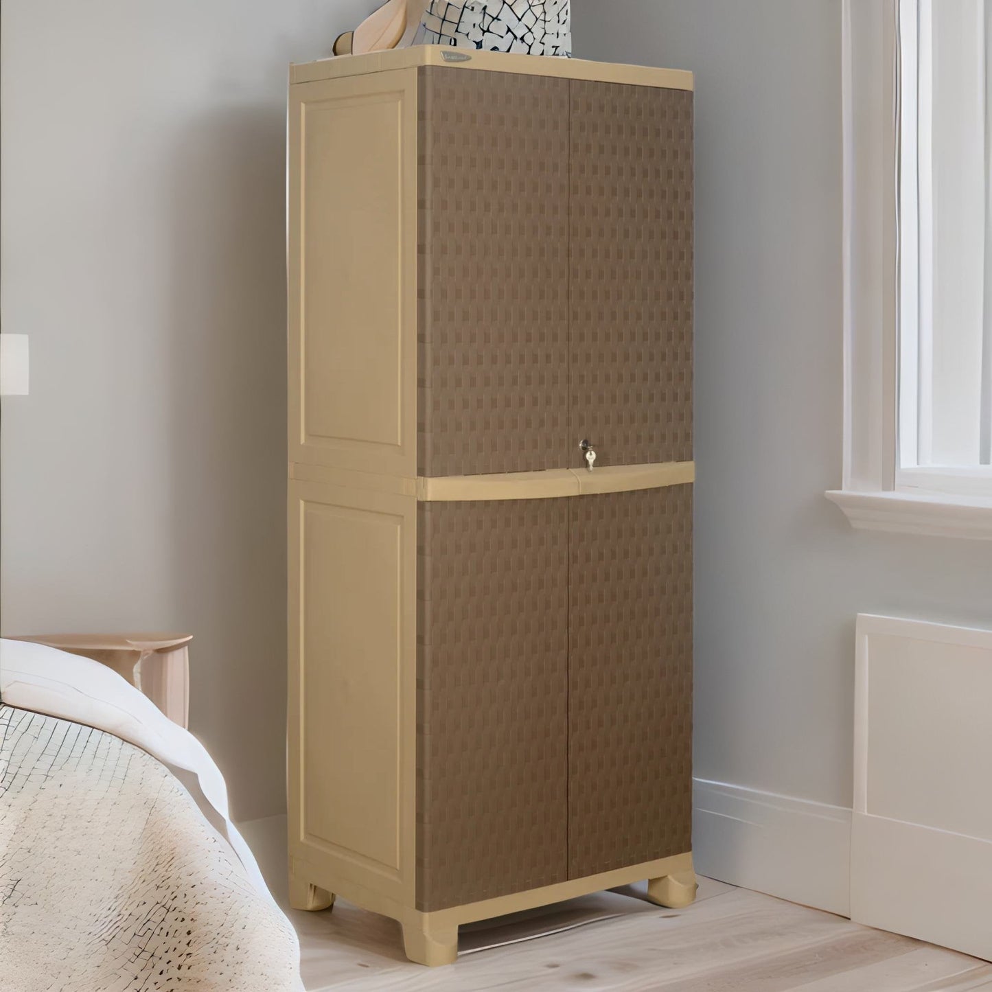 Nilkamal Freedom Big 6 (FB 6) Plastic Storage Cabinet (Ratan Dark Beige / New Cream)