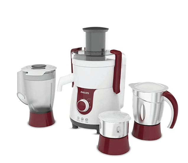 பிலிப்ஸ் விவா HL7715 700-வாட் ஜூஸர் மிக்சர் கிரைண்டர் 3 ஜாடிகளுடன் (பிஸ்டில் சிவப்பு/வெள்ளை) 
