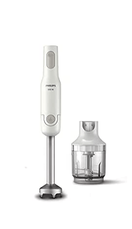 Philips Hand Blender HL1600/02-650W Powerful Motor, Compact Chopper, Detachable Steel Rod, Single Button Release, 2 Year Warranty, White &amp; Brown