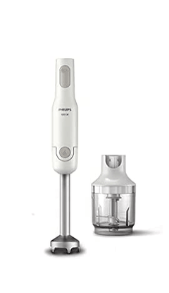 Philips Hand Blender HL1600/02-650W Powerful Motor, Compact Chopper, Detachable Steel Rod, Single Button Release, 2 Year Warranty, White &amp; Brown-1