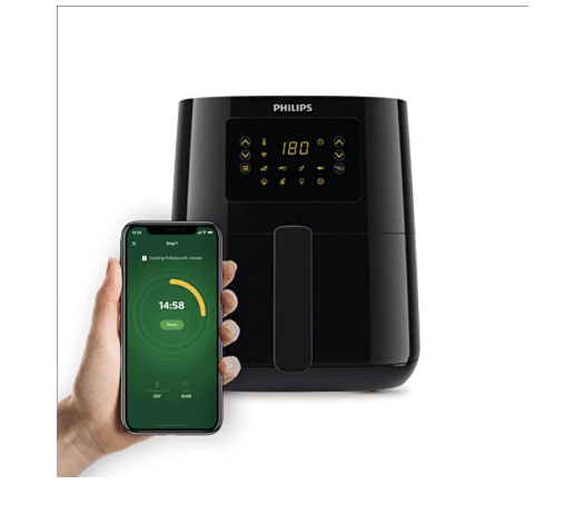 PHILIPS Digital Connected Smart Air Fryer–India’s No.1 Air Fryer Brand, Voice assistant control and Touch Panel,Wifi enabled,Uses upto 90% less fat,13-in-1 cooking functions,4.1 Liter,Black(HD9255/90)-1