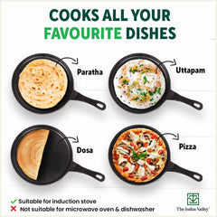 CASTrong Cast Iron Tawa,Pre-seasoned, Nonstick, 100% Pure, Toxin-free, Induction, 25.5cm, 2.2kg