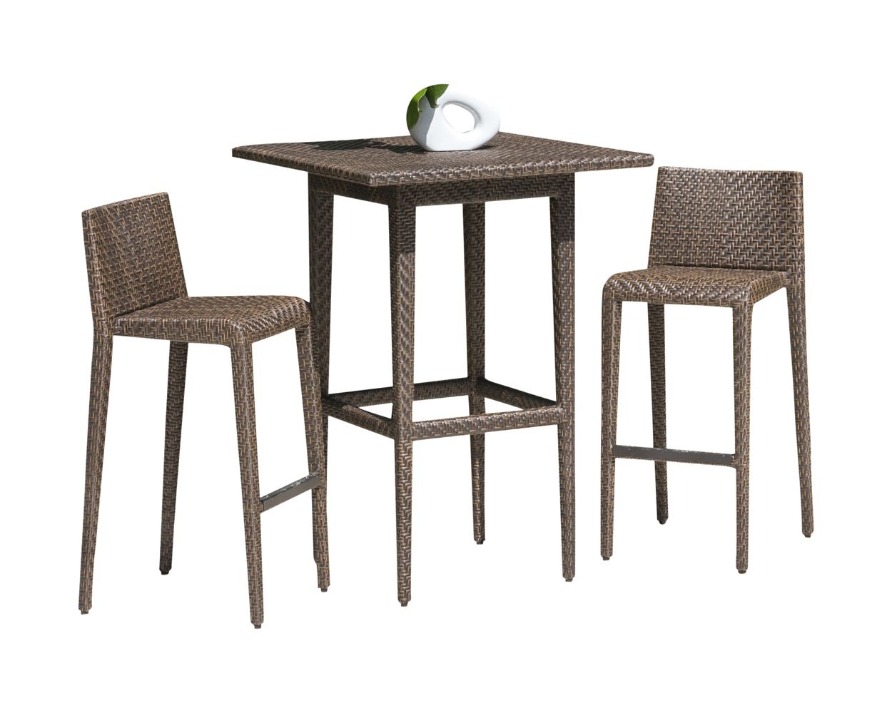 Arcuri Outdoor Patio Bar Sets 2 Chairs and 1 Table (Brown)