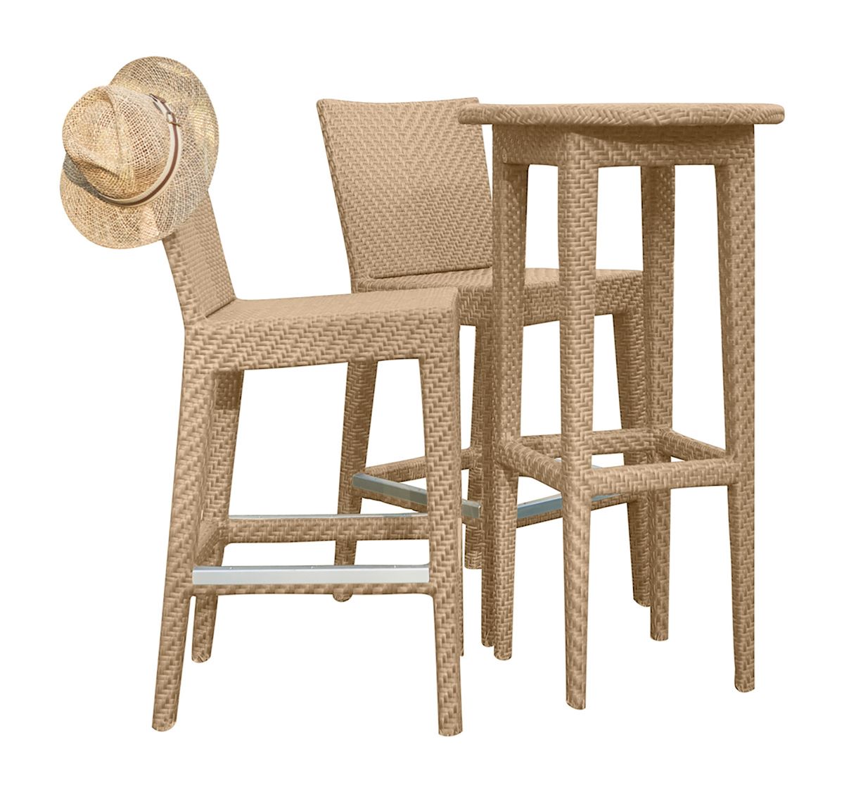 Lombardi Outdoor Patio Bar Sets 2 Chairs and 1 Table (Cream)