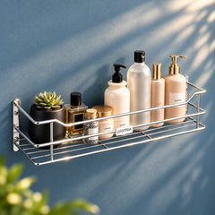 Plantex Stainless Steel Bathroom Shelf/Shelf for Bathroom Organizer/Wall Shelf for Bathroom with Railings/Kitchen Storage Shelves-(18 inch, Chrome)-1