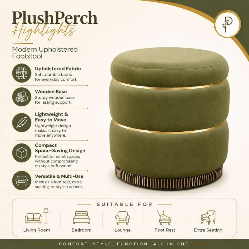 PlushPerch Upholstered Footstool