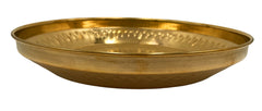 Handcrafted Brass Pooja Thali Peetal Aarti Plate Pittal Puja Thambalam Traditional Pital Worship Thali,Gold, 11.02 Inch, 1 Piece