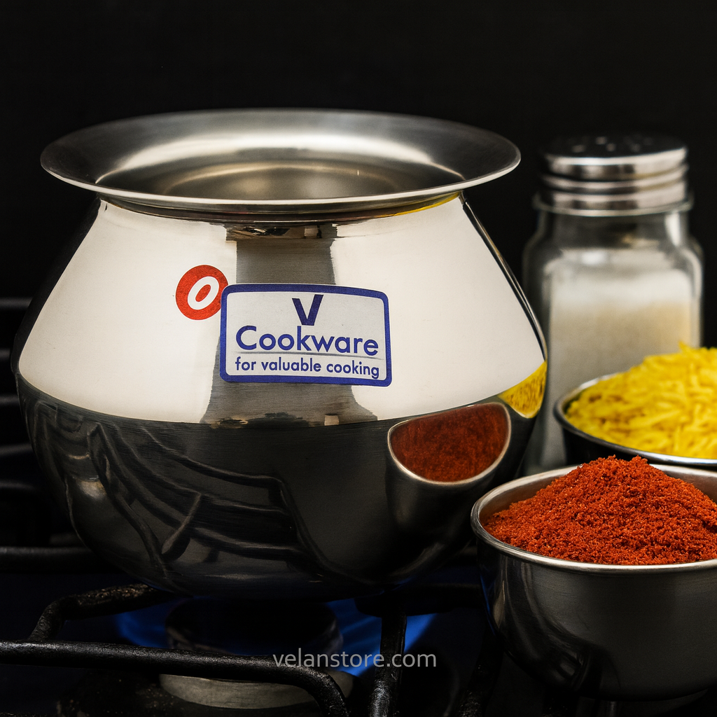 Vcookware Stainless Steel Pongal Handi | Multi-Purpose Dal & Cooking Handi for Everyday Kitchen Use