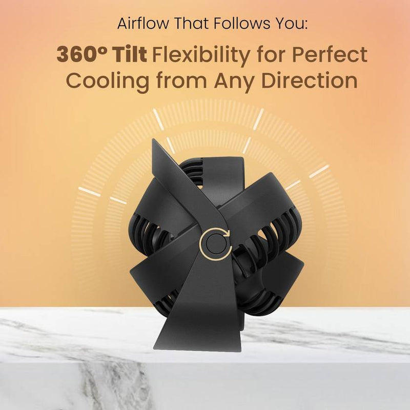 Portronics CoolCube Mini, 2-in-1 Desktop & Wall Fan, 2000mAh Battery, Type-C Charging, 360° Rotate with Pasteable Hook, 3 Speed Modes, BLDC-3