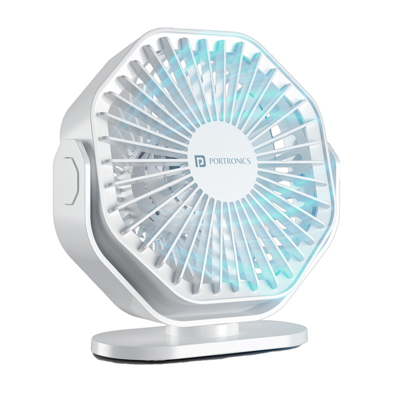 Portronics Chill On Mini Type-C Powered Table & Hanging Fan, 360° Rotation, 3-Speeds, BLDC Motor, One Button Control, Compact 3.25” Design with Loop-1