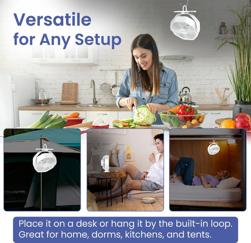 Portronics Chill On Mini Type-C Powered Table & Hanging Fan, 360° Rotation, 3-Speeds, BLDC Motor, One Button Control, Compact 3.25” Design with Loop-5