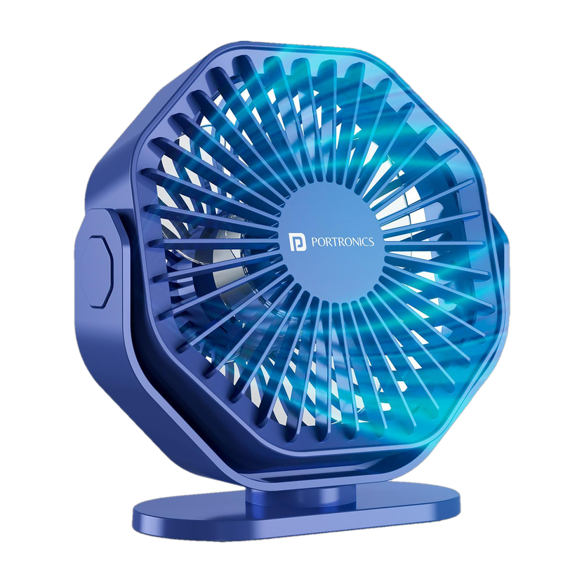 Portronics Chill On Mini Type-C Powered Table & Hanging Fan, 360° Rotation, 3-Speeds, BLDC Motor, One Button Control, Compact 3.25” Design with Loop-6