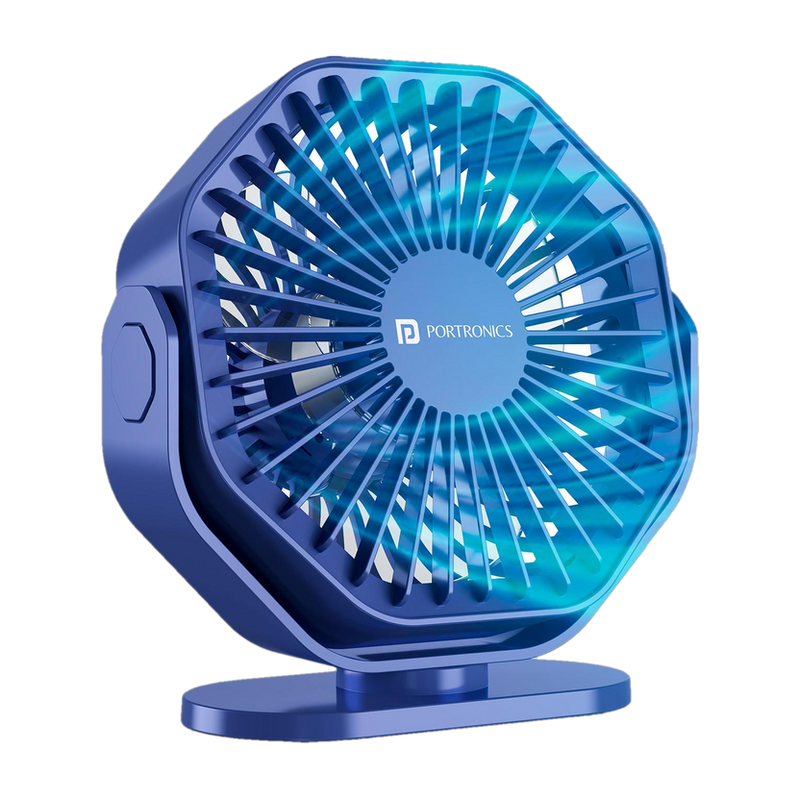 Portronics Chill On Mini Type-C Powered Table & Hanging Fan, 360° Rotation, 3-Speeds, BLDC Motor, One Button Control, Compact 3.25” Design with Loop-6