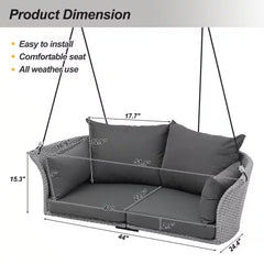 Portin Double Seater Hanging Swing Without Stand For Balcony , Garden Swing (Grey)