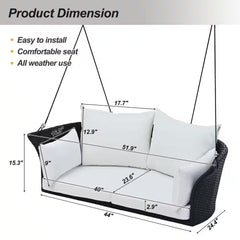 Colson Double Seater Hanging Swing Without Stand For Balcony , Garden Swing (Black + White)